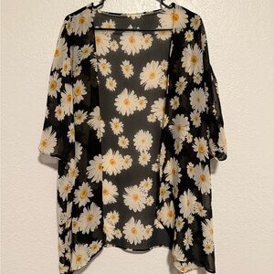 Floral Black Kimono Cardigan